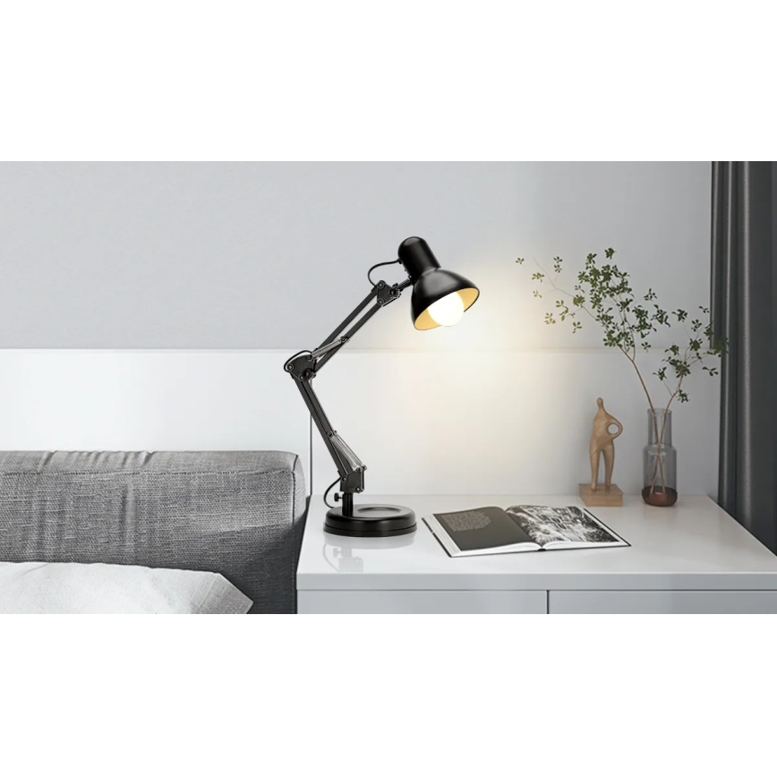 Aigostar - Galda lampa 2in1 1xE27/40W/230V melna