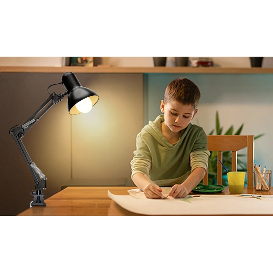 Aigostar - Galda lampa 2in1 1xE27/40W/230V melna