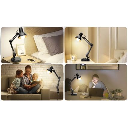 Aigostar - Galda lampa 2in1 1xE27/40W/230V melna