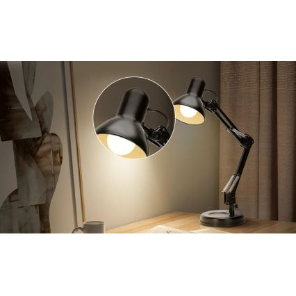 Aigostar - Galda lampa 2in1 1xE27/40W/230V melna