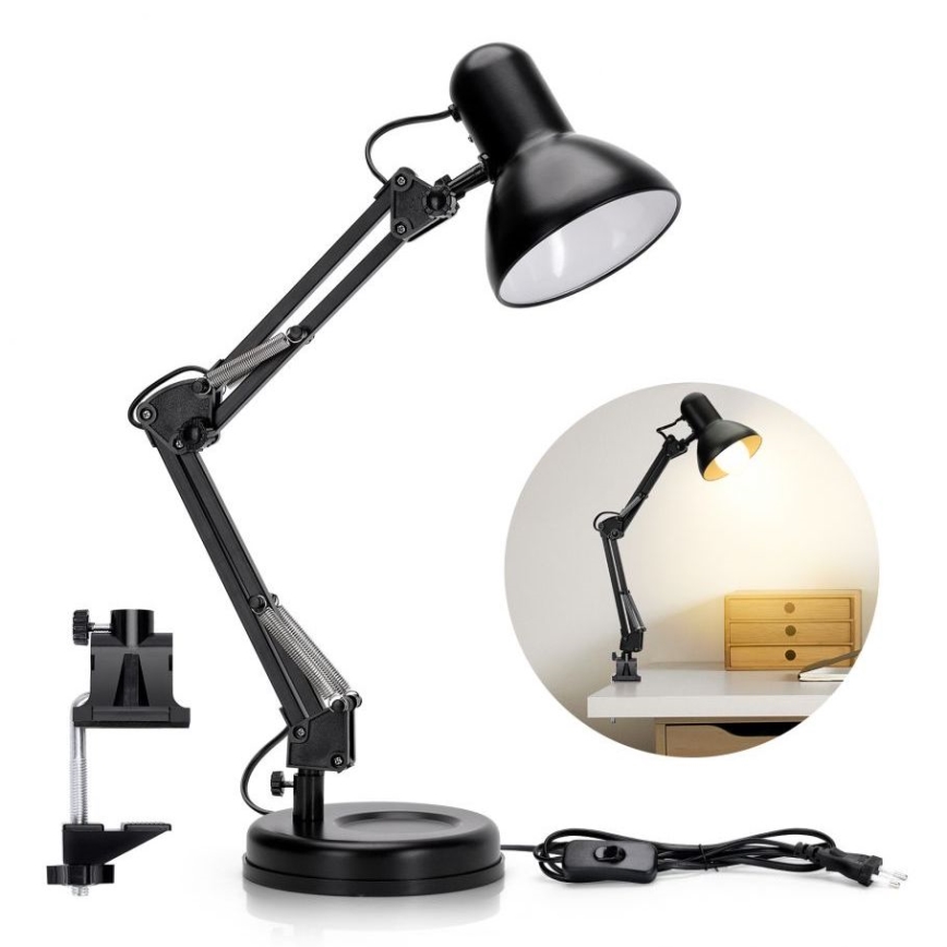 Aigostar - Galda lampa 2in1 1xE27/40W/230V melna
