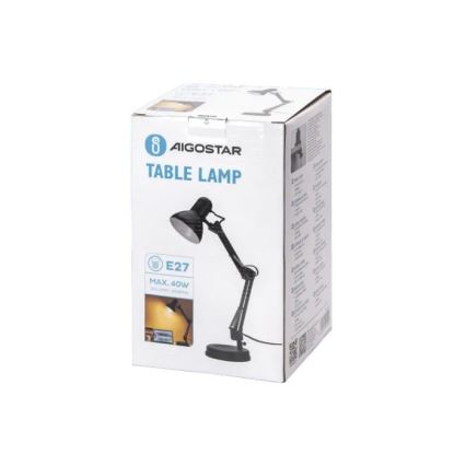 Aigostar - Galda lampa 2in1 1xE27/40W/230V melna