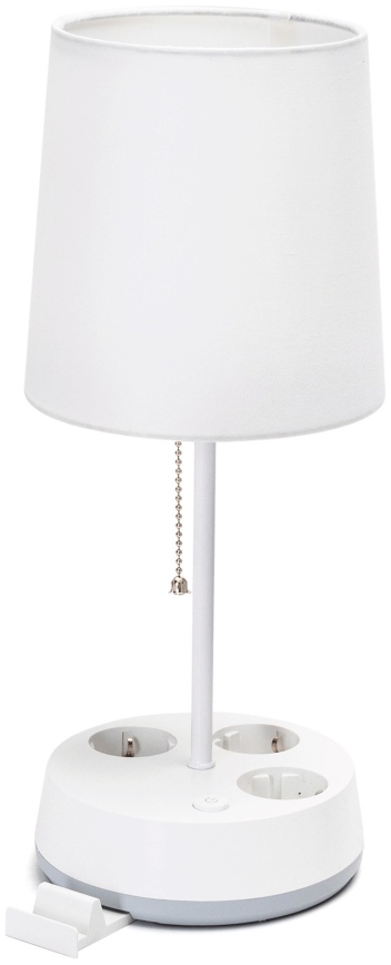 Aigostar - Galda lampa ar kontaktligzdām 1xE27/60W/230V balta