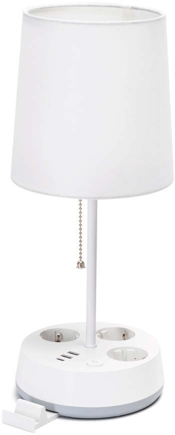 Aigostar - Galda lampa ar kontaktligzdām un USB portiem 1xE27/60W/230V balta