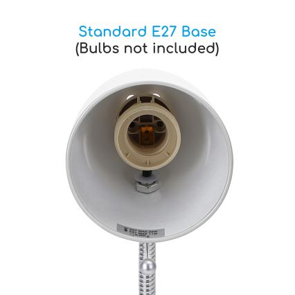Aigostar -  Galda lampa ar stiprinājumu 1xE27/11W/230V balta/hroms