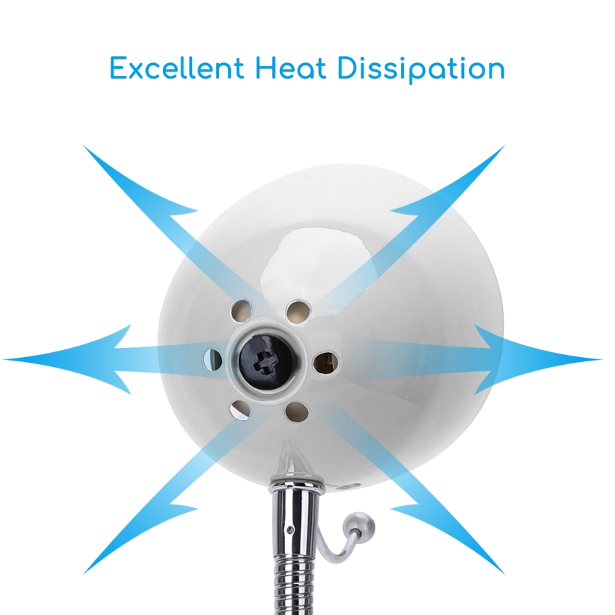 Aigostar -  Galda lampa ar stiprinājumu 1xE27/11W/230V balta/hroms