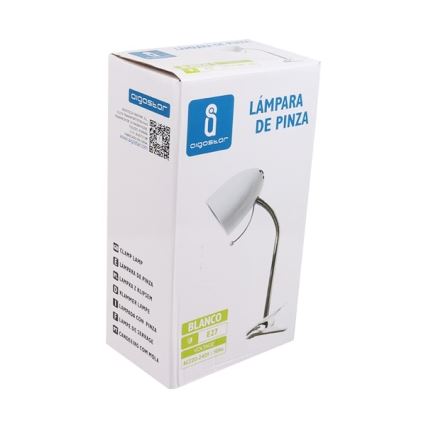 Aigostar -  Galda lampa ar stiprinājumu 1xE27/11W/230V balta/hroms