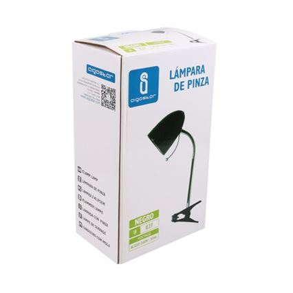 Aigostar -  Galda lampa ar stiprinājumu 1xE27/11W/230V melna/hroms