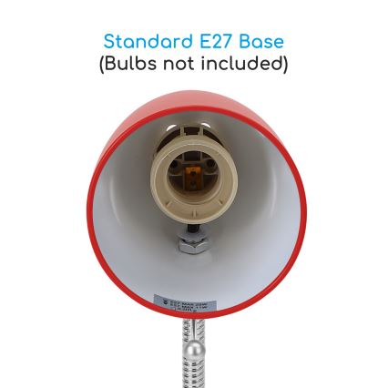 Aigostar - Galda lampa ar stiprinājumu 1xE27/11W/230V sarkana/hroms