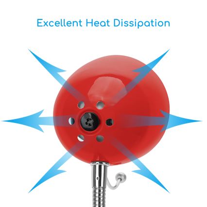 Aigostar - Galda lampa ar stiprinājumu 1xE27/11W/230V sarkana/hroms