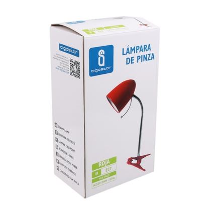 Aigostar - Galda lampa ar stiprinājumu 1xE27/11W/230V sarkana/hroms