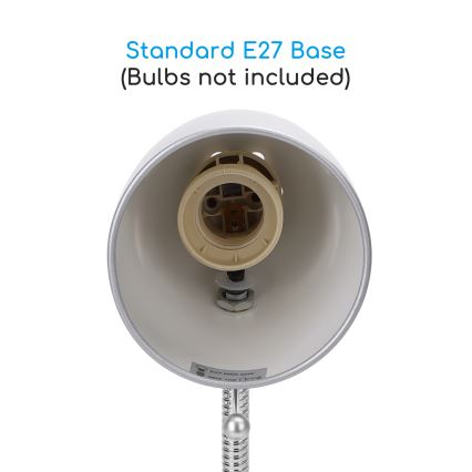 Aigostar -  Galda lampa ar stiprinājumu 1xE27/11W/230V sudraba/hroms