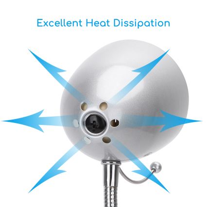 Aigostar -  Galda lampa ar stiprinājumu 1xE27/11W/230V sudraba/hroms