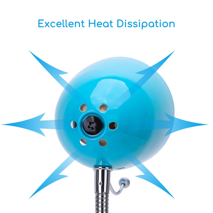 Aigostar -  Galda lampa ar stiprinājumu 1xE27/11W/230V zila/hroms
