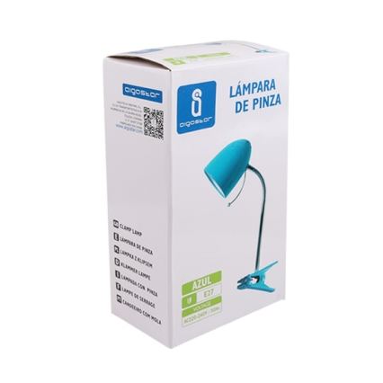 Aigostar -  Galda lampa ar stiprinājumu 1xE27/11W/230V zila/hroms