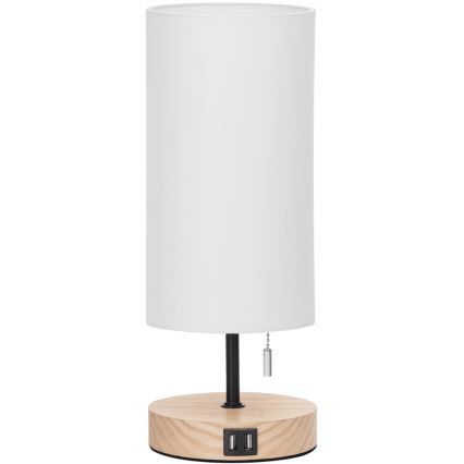 Aigostar - Galda lampa ar USB portu 1xE27/40W/230V bēša