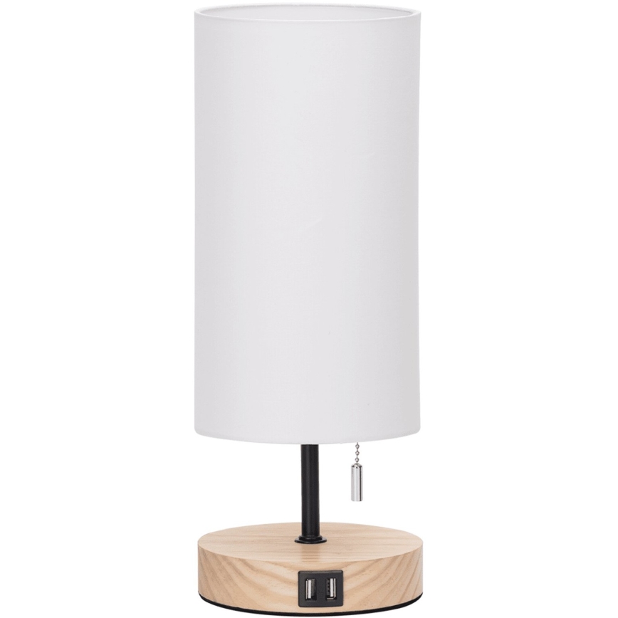 Aigostar - Galda lampa ar USB portu 1xE27/40W/230V bēša