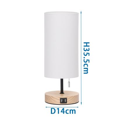 Aigostar - Galda lampa ar USB portu 1xE27/40W/230V bēša