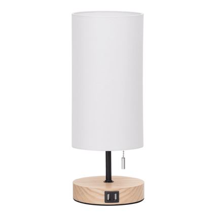 Aigostar - Galda lampa ar USB portu 1xE27/40W/230V bēša