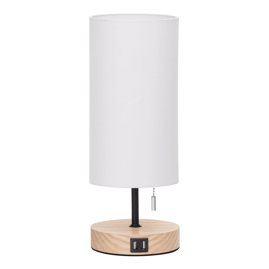 Aigostar - Galda lampa ar USB portu 1xE27/40W/230V bēša