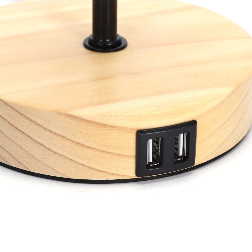 Aigostar - Galda lampa ar USB portu 1xE27/40W/230V bēša