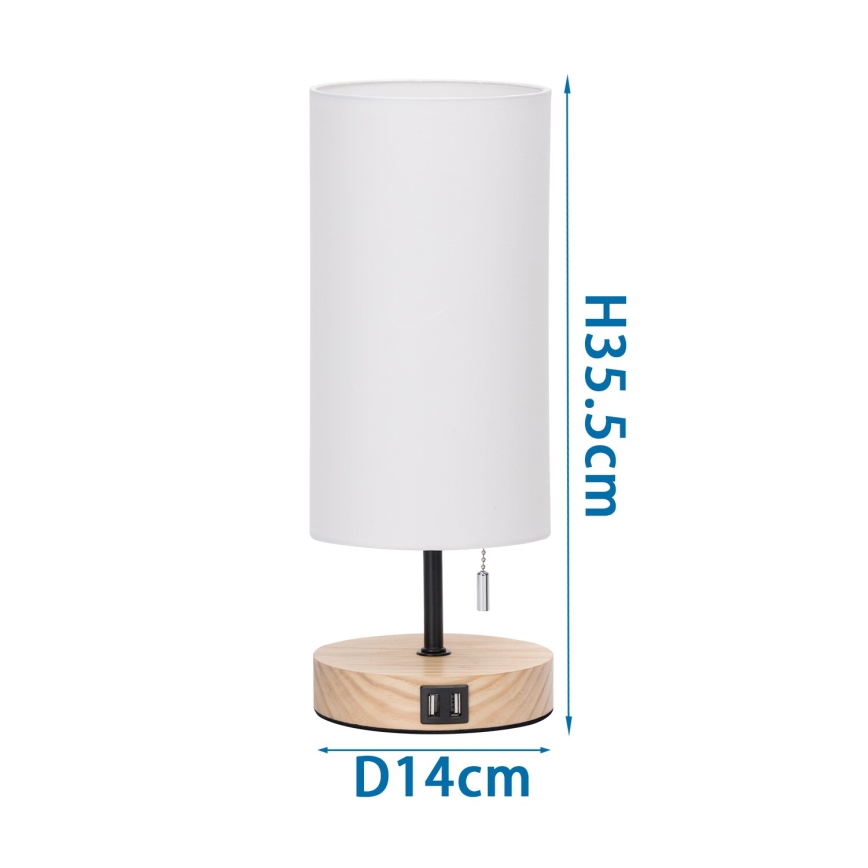 Aigostar - Galda lampa ar USB portu 1xE27/40W/230V bēša