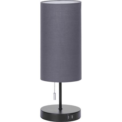 Aigostar - Galda lampa ar USB portu 1xE27/40W/230V melna