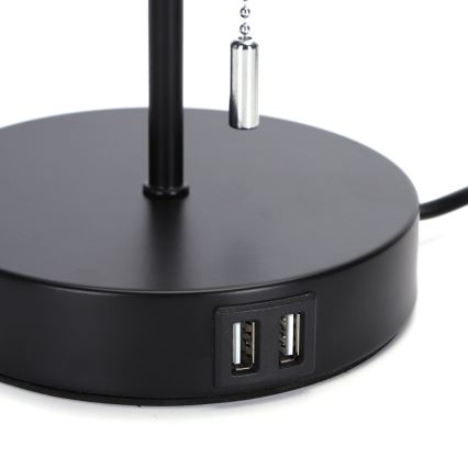 Aigostar - Galda lampa ar USB portu 1xE27/40W/230V melna