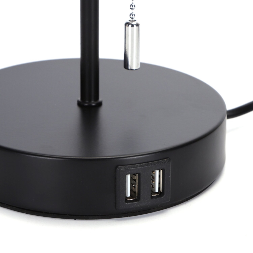 Aigostar - Galda lampa ar USB portu 1xE27/40W/230V melna