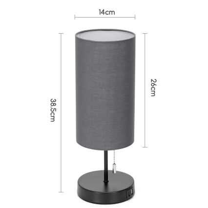Aigostar - Galda lampa ar USB portu 1xE27/40W/230V melna