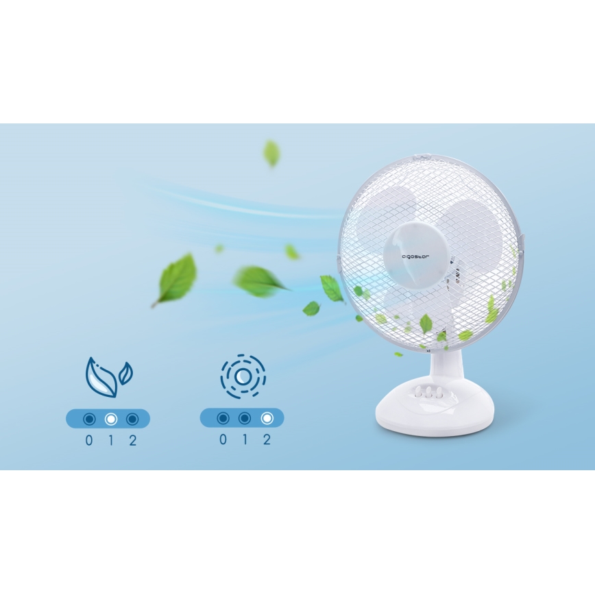 Aigostar - Galda ventilators 22W/230V 27 cm balts