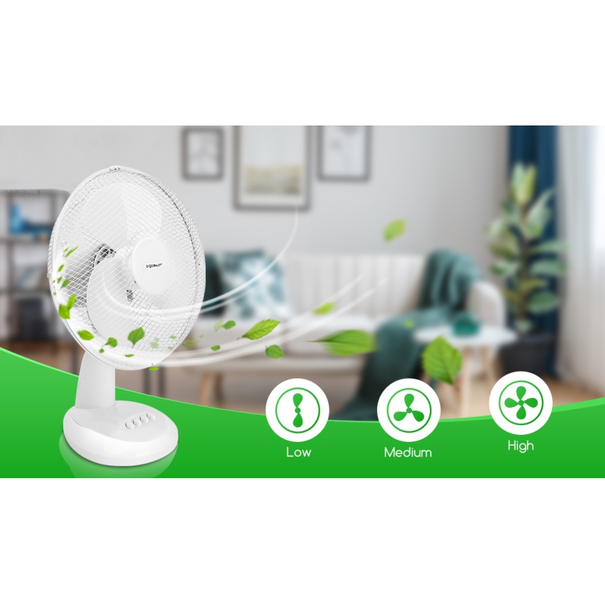 Aigostar - Galda ventilators 35W/230V 34 cm balts