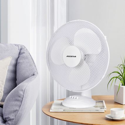Aigostar - Galda ventilators 40W/230V balta
