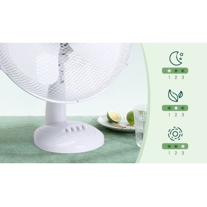 Aigostar - Galda ventilators 45W/230V 34 cm balts