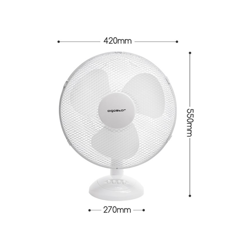 Aigostar - Galda ventilators 45W/230V 34 cm balts