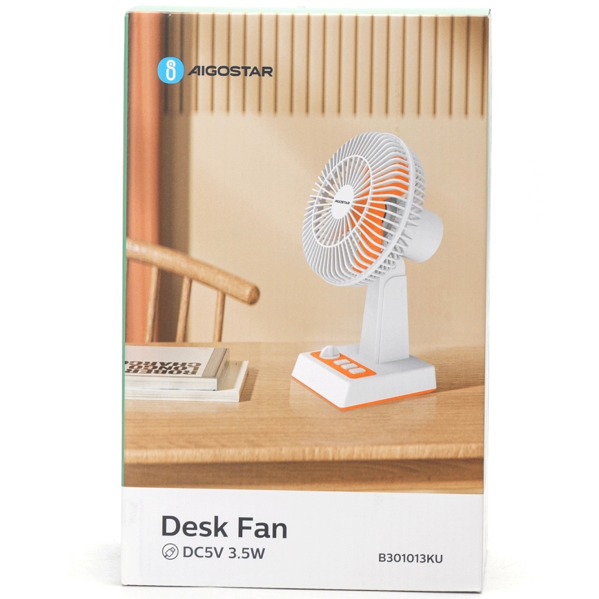 Aigostar - Galda ventilators 6W/USB