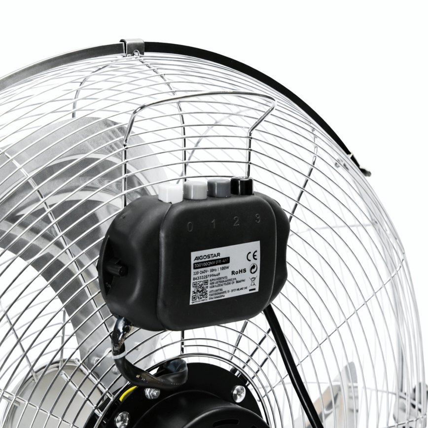 Aigostar - Grīdas ventilators 100 W/230 V Ø 54 cm spīdīgs hroms