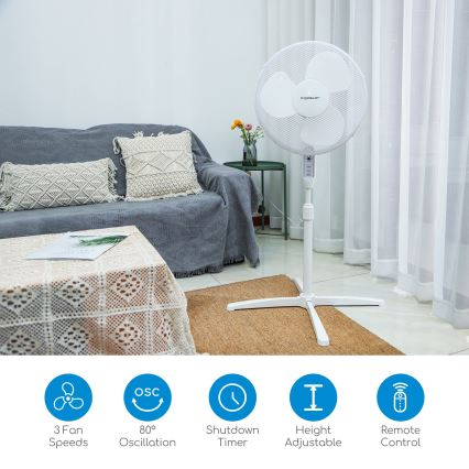 Aigostar - Grīdas ventilators 40W/230V 120 cm balta