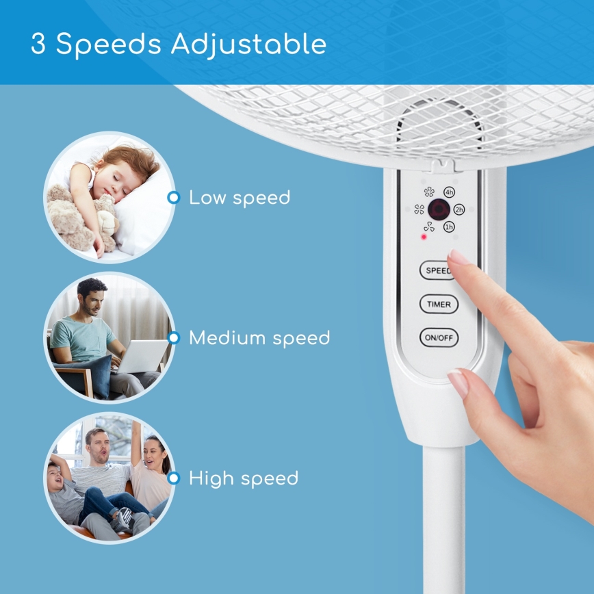 Aigostar - Grīdas ventilators 40W/230V 120 cm balta