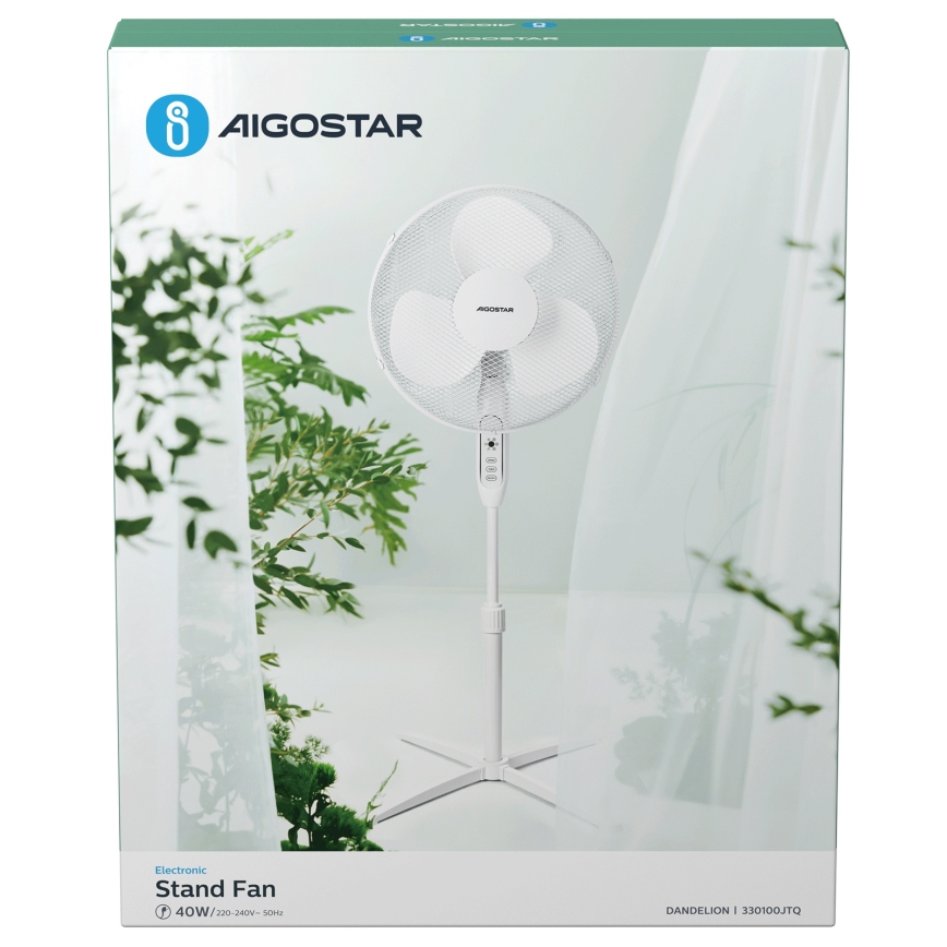 Aigostar - Grīdas ventilators 40W/230V 120 cm balta