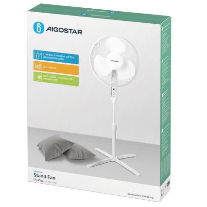 Aigostar - Grīdas ventilators 40W/230V 120 cm balta