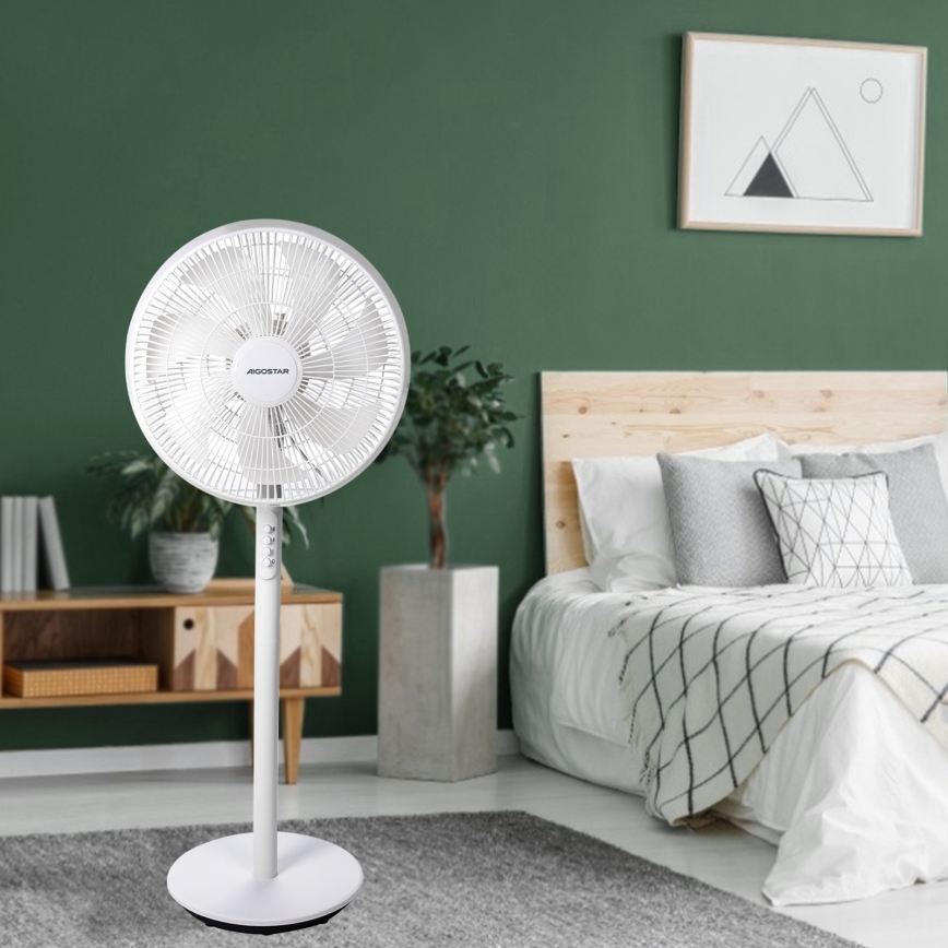 Aigostar - Grīdas ventilators 45W/230V 110 cm balta