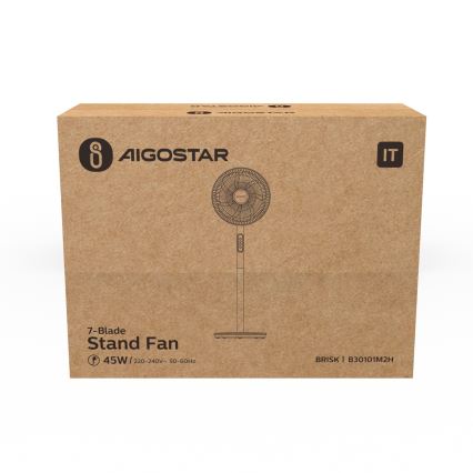 Aigostar - Grīdas ventilators 45W/230V 110 cm balta