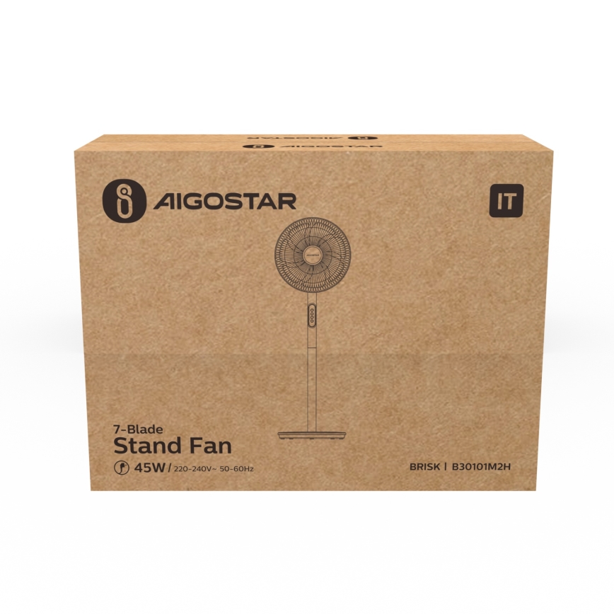 Aigostar - Grīdas ventilators 45W/230V 110 cm balta