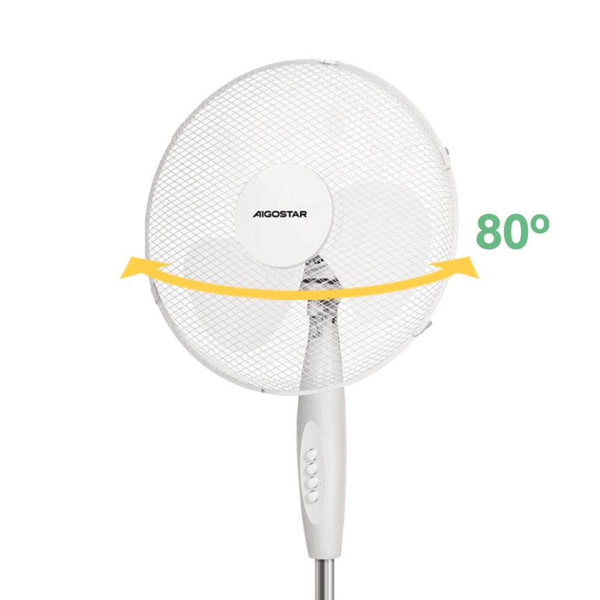Aigostar - Grīdas ventilators 45W/230V 125 cm balta
