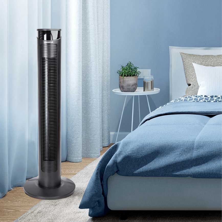 Aigostar - Grīdas ventilators 45W/230V melna + tālvadības pults