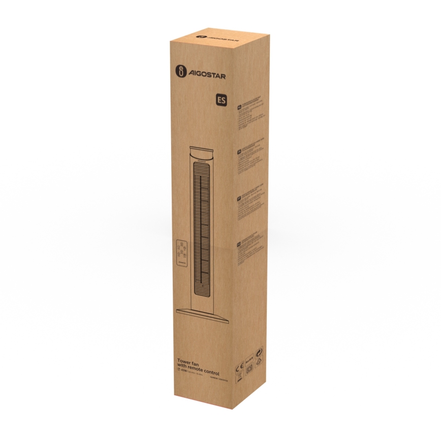 Aigostar - Grīdas ventilators 45W/230V melna + tālvadības pults