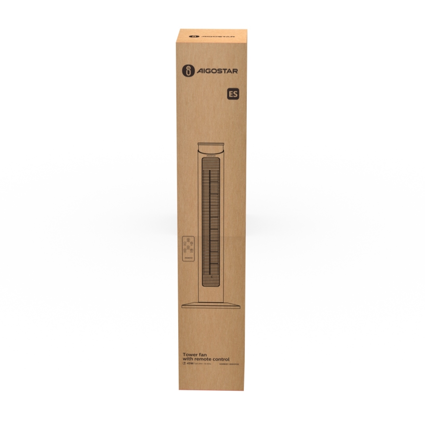 Aigostar - Grīdas ventilators 45W/230V melna + tālvadības pults
