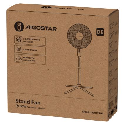 Aigostar - Grīdas ventilators 50W/230V 120 cm balta