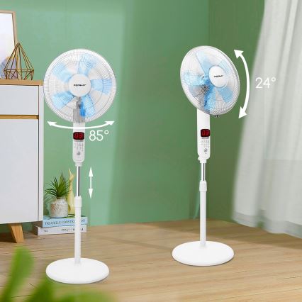 Aigostar - Grīdas ventilators 50W/230V 43 cm balts + tālvadības pults